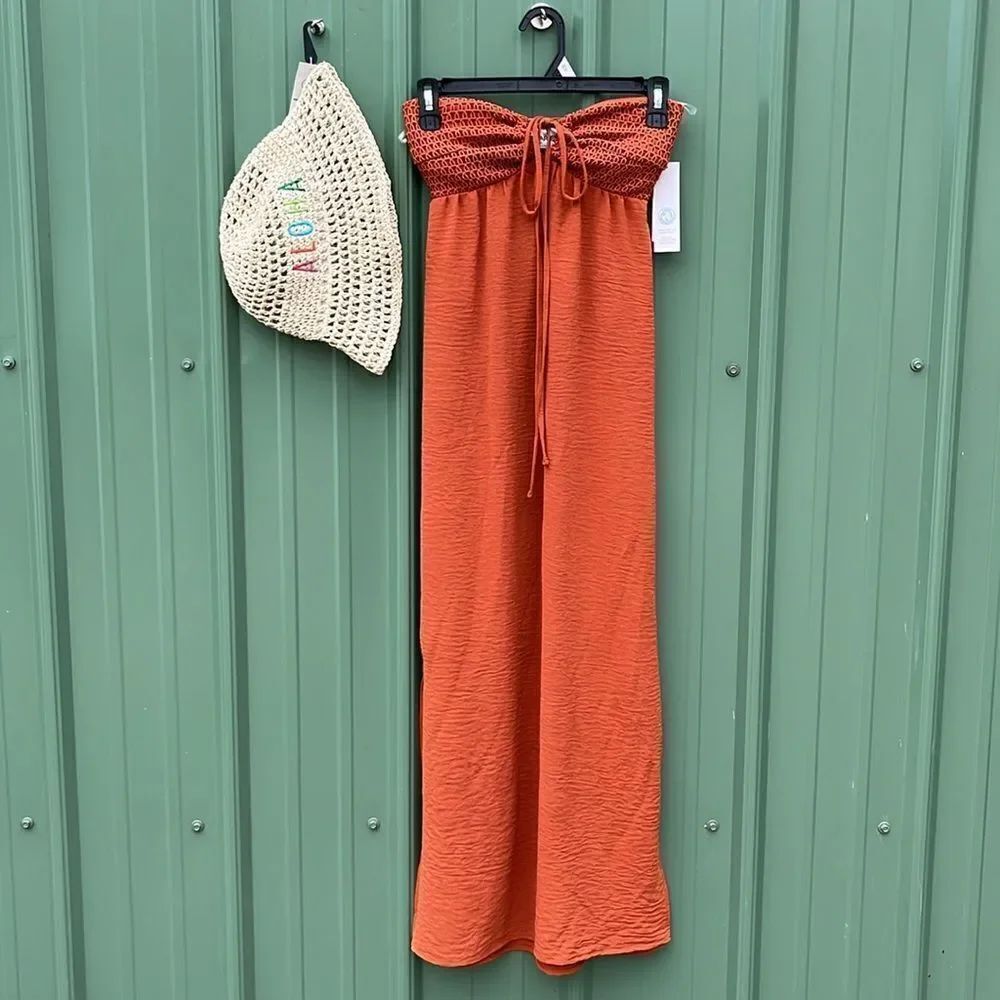 Halter Maxi Lightweight Super Comfy Dress with Sun Hat Size XXS